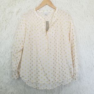 J Crew star galaxy gold longsleeve blouse top